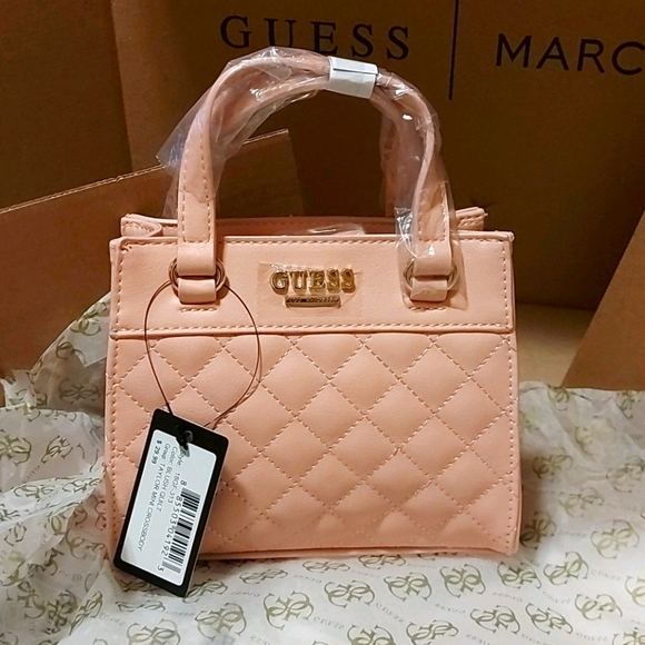 Guess Handbags - GUESS BLUSH QUILT TAYLOR MINI CROSSBODY BAG